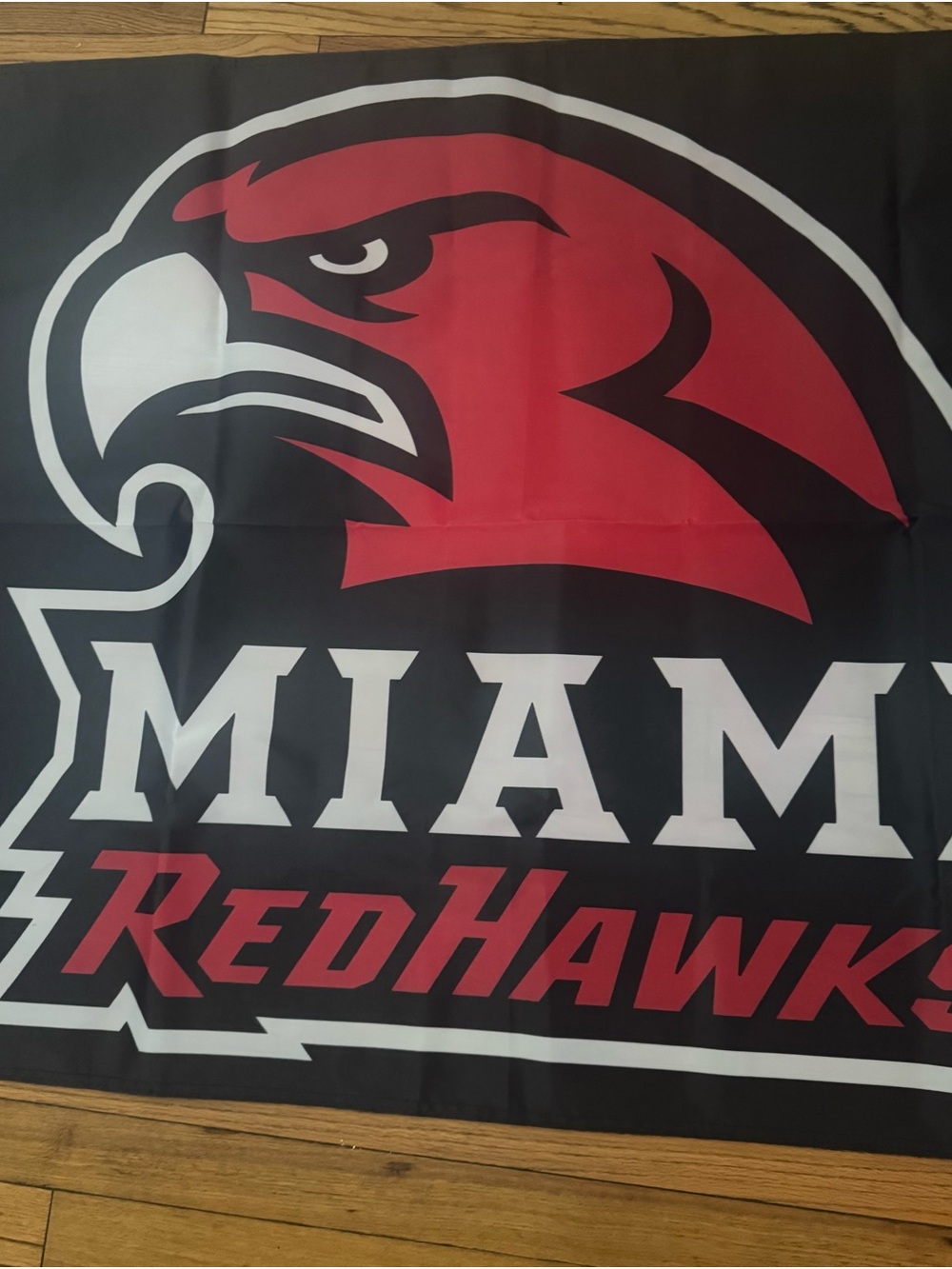 Miami RedHawks Red and Black Indoor/Outdoor Flag Love and Honor 💯 - Picture 2 of 3